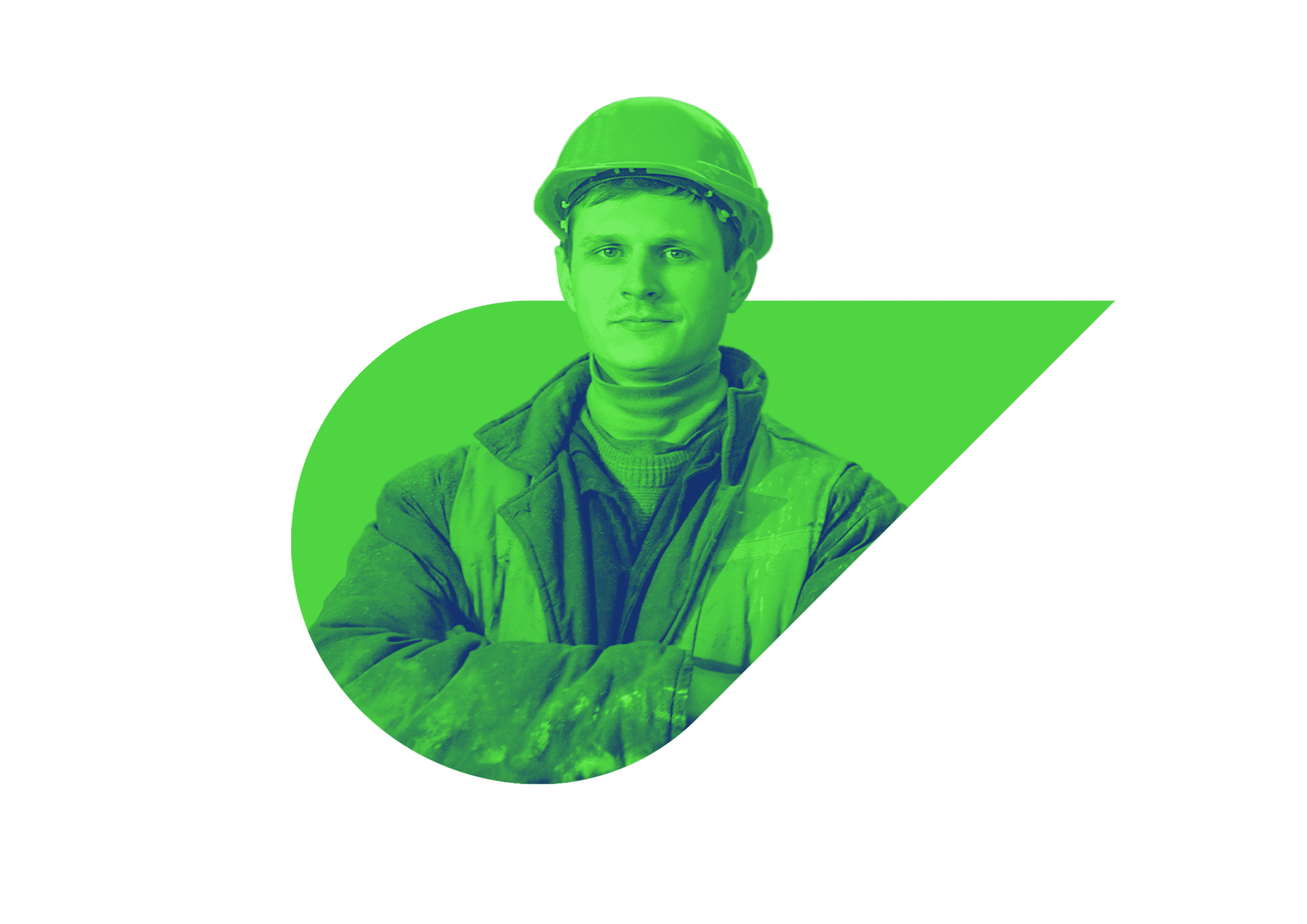 Man in hard hat with green overlay